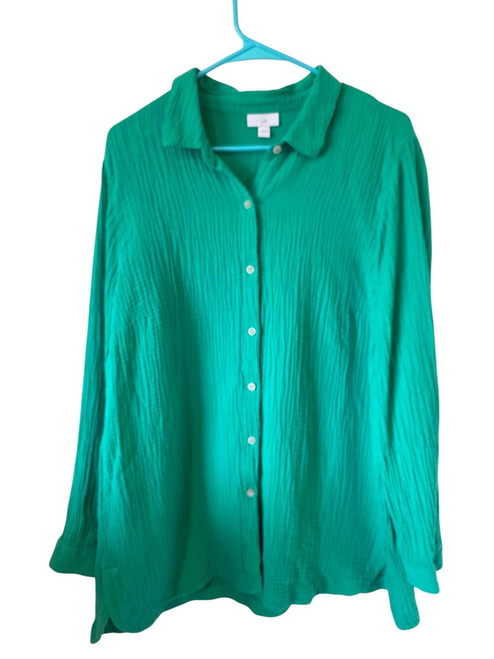 J Jill Womens Button Front Cotton Gauze Tunic Size Large Green